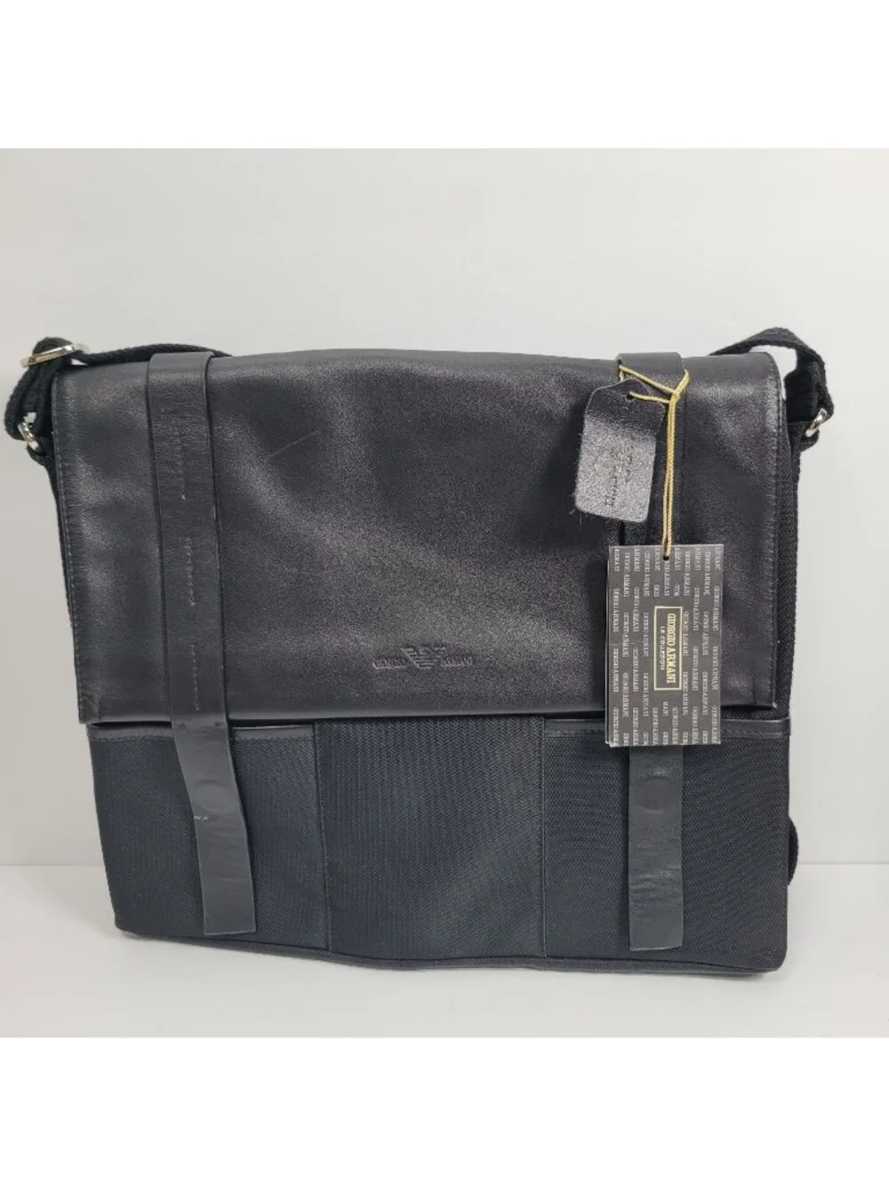 Giorgio Armani Men’s Brown Leather Shoulder Bag Messenger Briefcase NWT